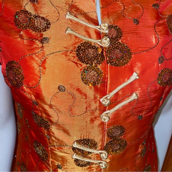 Stunning Orange Asian Inspired Top - Picture 2 of 11